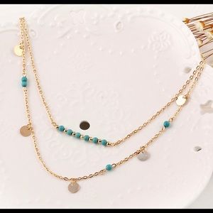 2 Layer Turquoise and Gold Necklace - Final price!